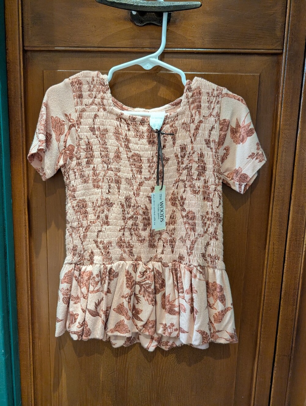 NWT Kate Quinn The Woods Floral Smocked Peplum Top Villa Floral Batik 4T